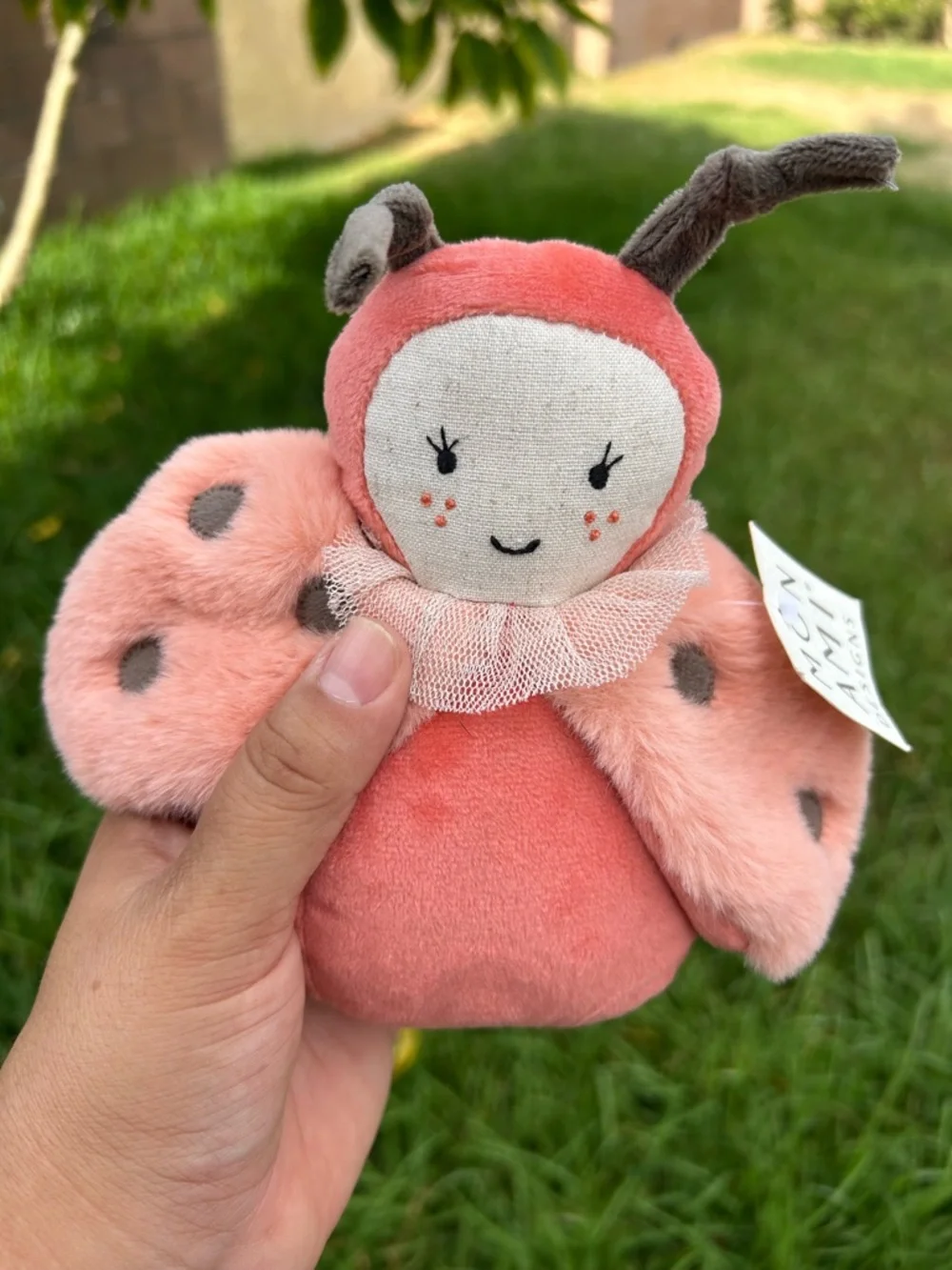 Mon Ami designs Pink Plush Ladybug Soft Cuddly Toy for Kids with chime